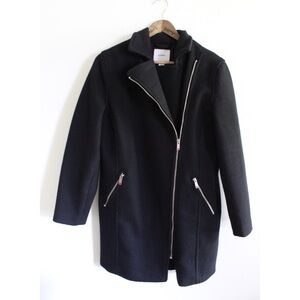 Old Navy Preowned Asymmetrical front Zip Wool Blend Long Peacoat Dress Coat M